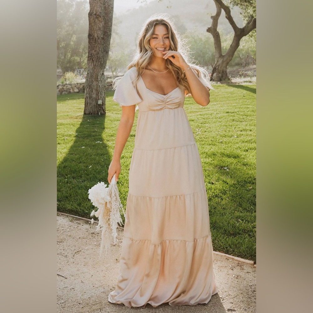 Nicole maxi dress - champagne luxe satin - bridesmaids dress - showmeyourmumu